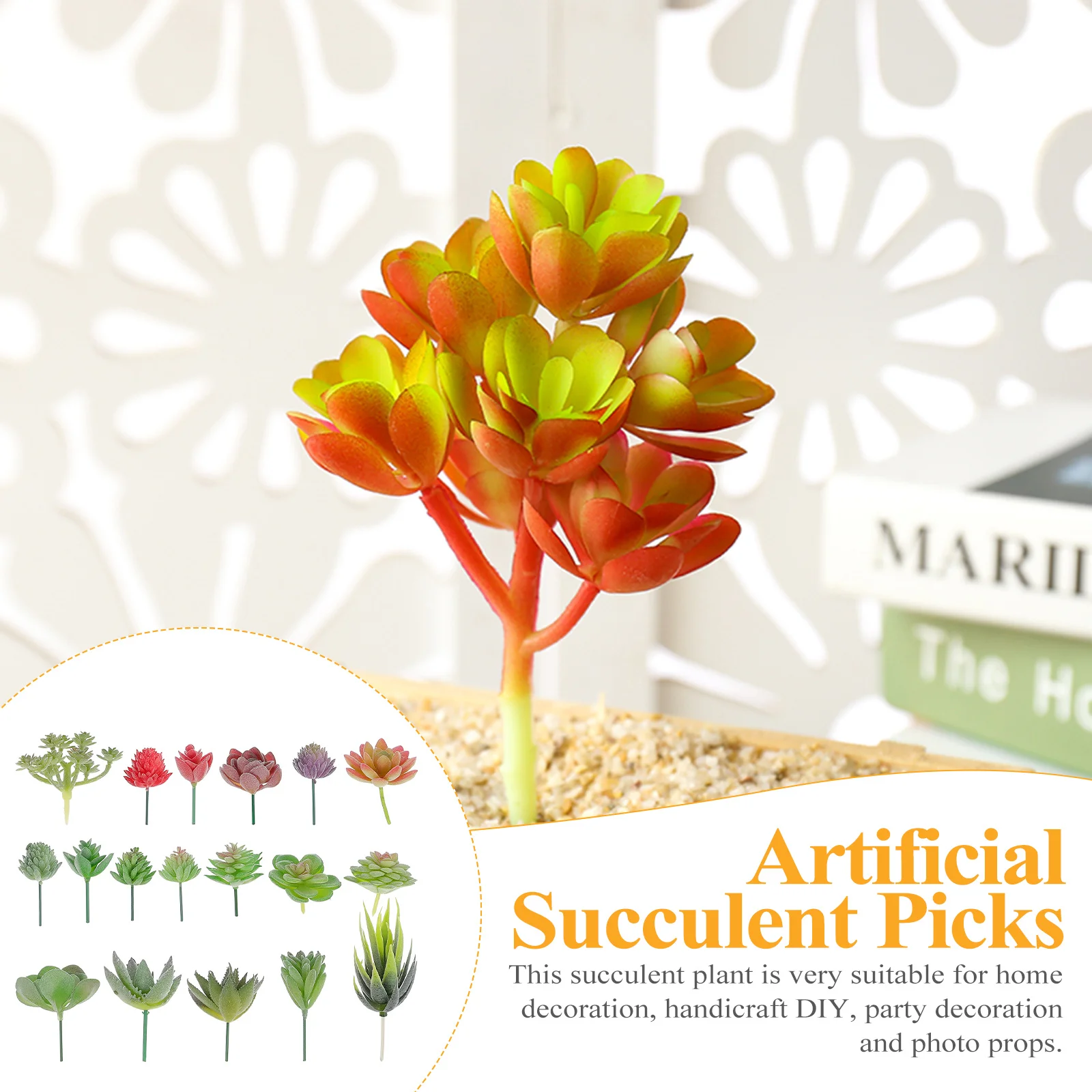 

18Pcs Artificial Succulent Plant Lifelike Green Unpotted Picks Simulation Succulent Plants for Indoor Outdoor Home Office