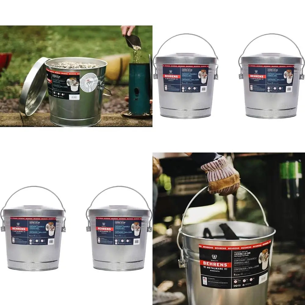 

Стальной контейнер для хранения объемом 6 галлонов с запирающейся крышкой и ручкой, набор из 2 штук