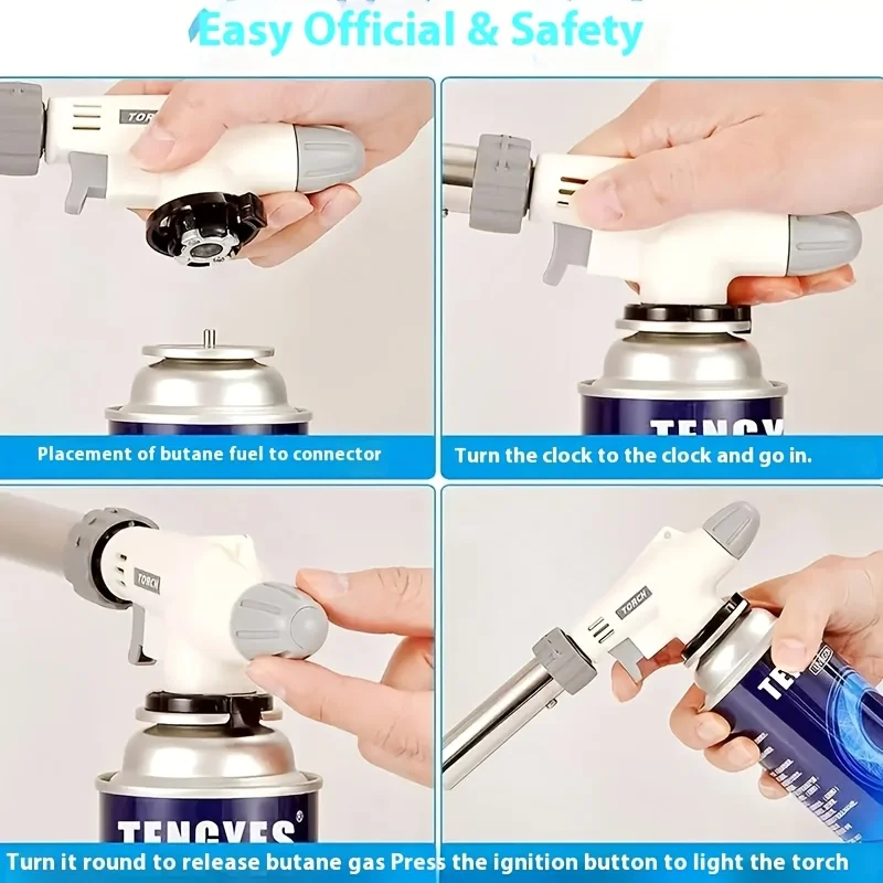 Adjustable Flame Gun Torch  Butane Gas 1300°C  Burner Upgrade for BBQ, Welding, Electronics Repair And Outdoor Heating