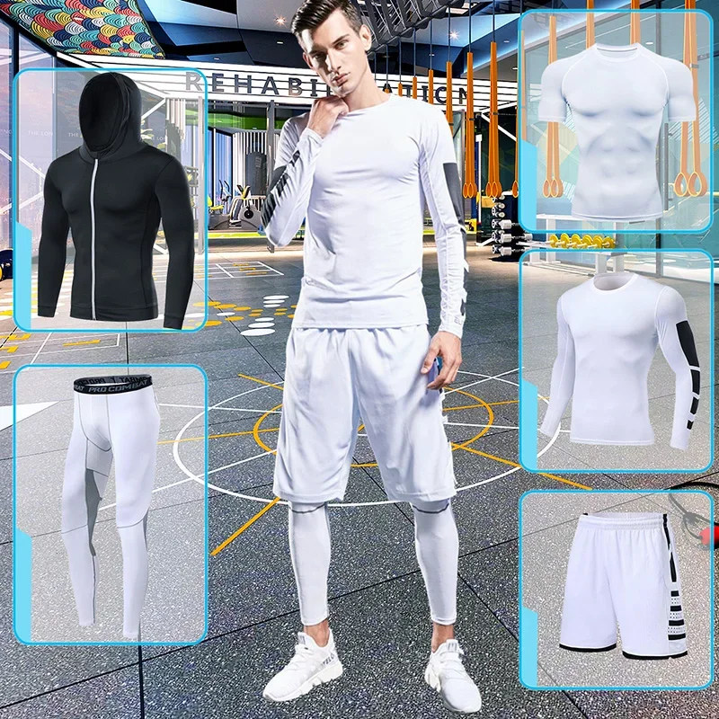 Exercise Gym Fitness Clothing For Men Compression Sportswear Set Joggers Training Tight Tracksuit Suitable Running Basketball