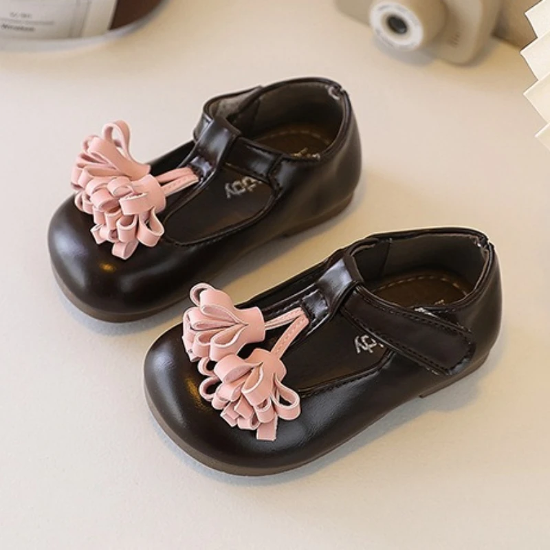 여아구두2026Spring New Performance Kid Leather Shoe Retro Versatile Tassel Girl Princess Shoe Comfort Anti Slip Child Flat Gril Shoe