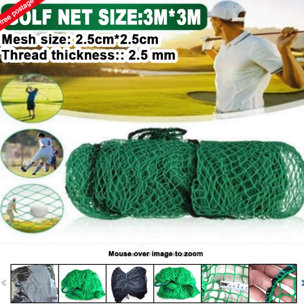 3Mx3M Sturdy Golf Practice Net Border Rope Training Mesh Hitting Netting Outdoor Swing Backyard Smooth Driving Softball Net