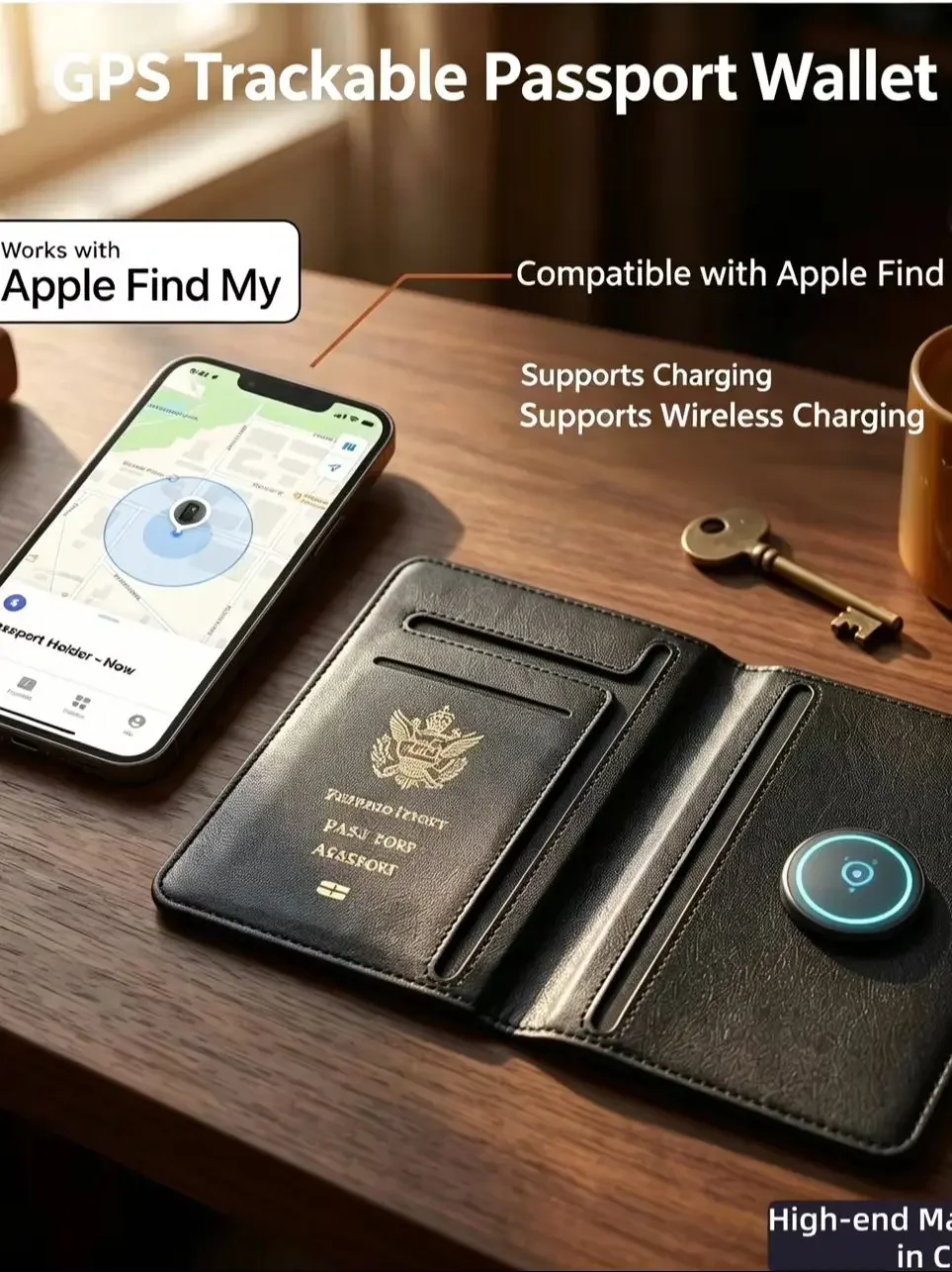 Card‑holder Anti‑lost Tracker Anti-theft Smart Passport Holder Positioning Device For Apple Find My Anti Lost Device Precise