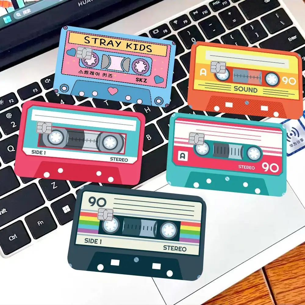 Retro Tape Cassette Tape Credit Card Skin Stickers For Bank Card Transportation Card Waterproof Sticker Anti-scratch Women Gift