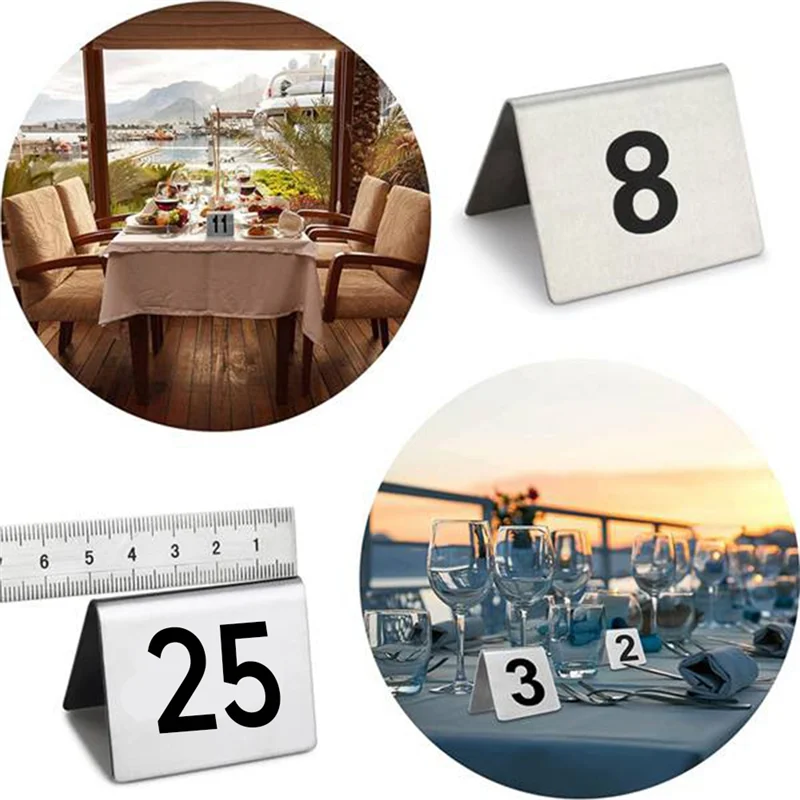 

Necessary 25PCS Restaurant Bar Table Marker Tabletop Number Sign Stackable Table Number Cards Double-Side Black Number
