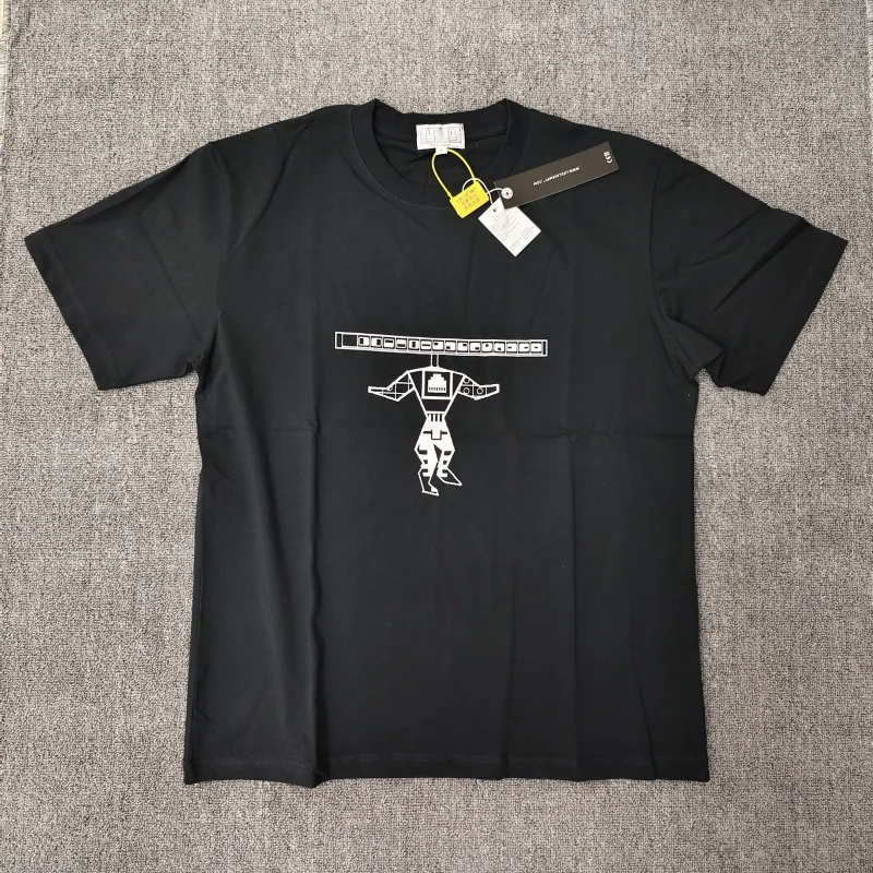 Men's Black Graphic T-Shirt CAVEMPT Retro Futuristic Abstract Human Print Oversized Streetwear Tee