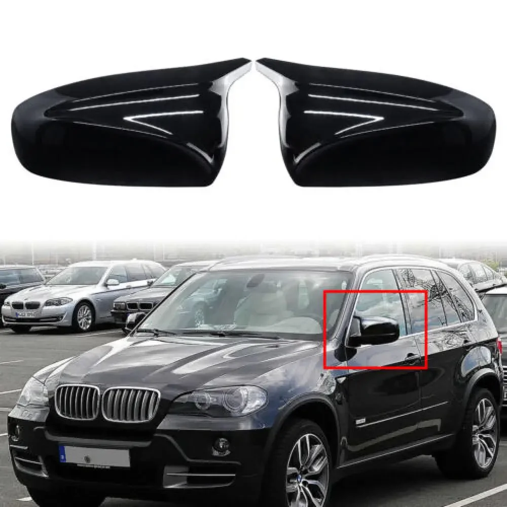 

For BMW X5 E70 X6 E71 2007-13 Side Wing Mirror Cover Caps Gloss Black Left+Right Car rear view mirror Cover