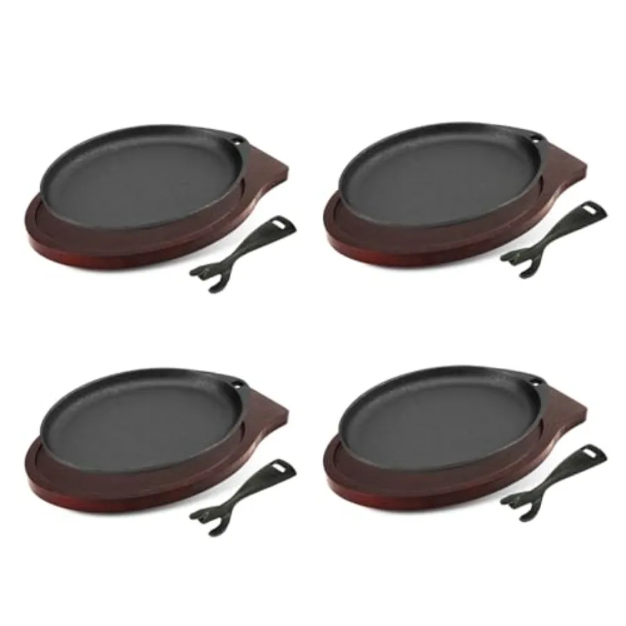 

Набор чугунных сковородок: сковорода для фахитас с деревянной подставкой и съемной ручкой для домашнего барбекю и кухонного использования