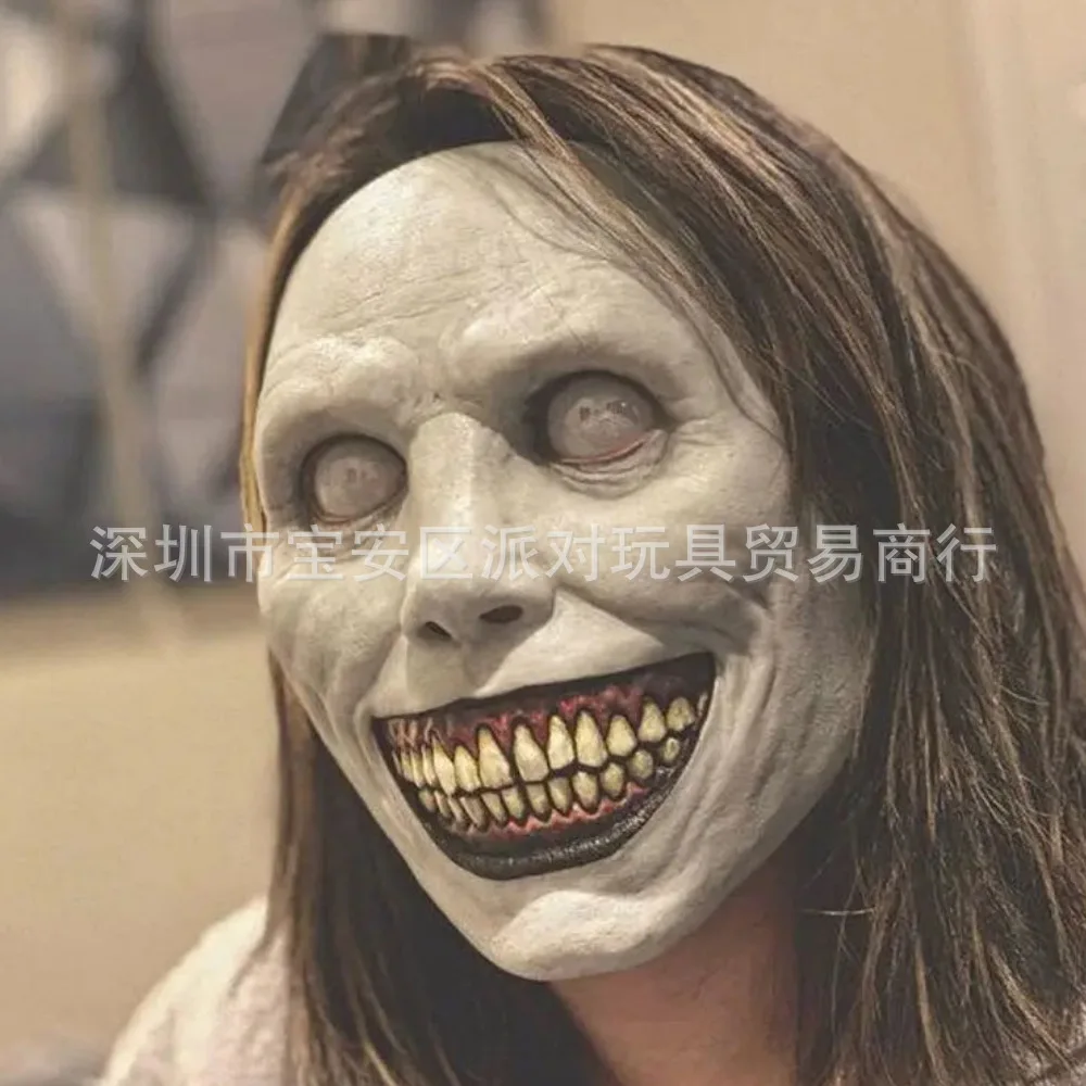 Exorcist Terror Mask Smile White Eyes Devil Headset New Cross border Halloween Terror Latex Mask