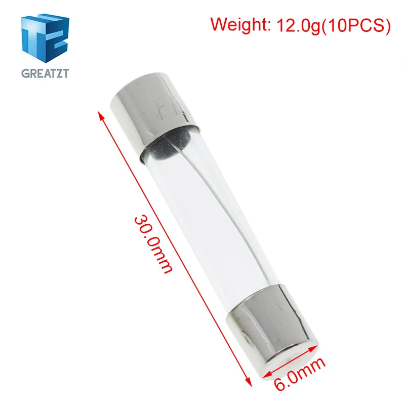 GREATZT 6x30mm Fast Blow Glass Tube Fuses 0.25A 0.5A 1A 1.5A 2A 2.5A 3A 3.15A 4A 5A 6A 7A 8A 10A 15A 20A 25A 30A 250V 6*30mm