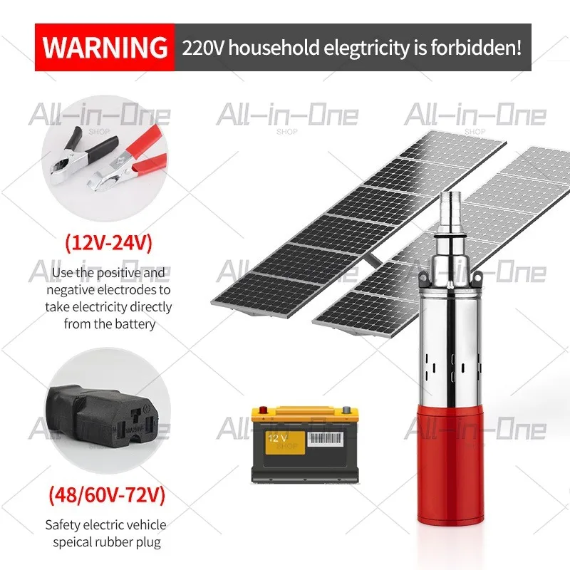 Solar Water Pump 12V 24V 36V 48V DC Brushless Screw Submersible Pump High Lift Deep Well Pump For Farm Irrigation Water Supply