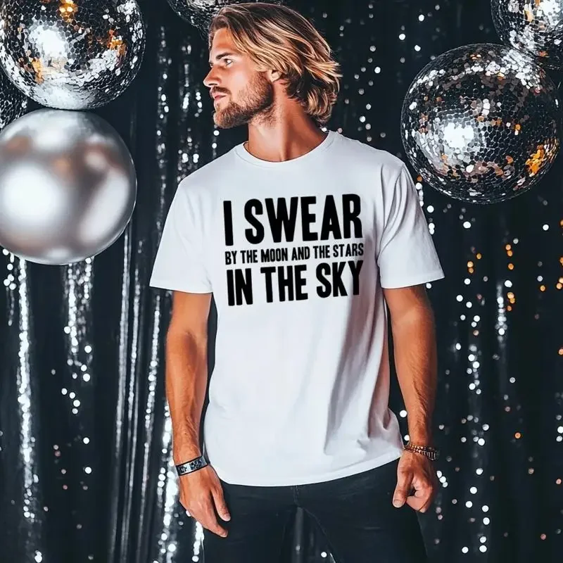 I Swear By The Moon Stars T Shirt Personalised Names Fancy Dress 90S Weekend