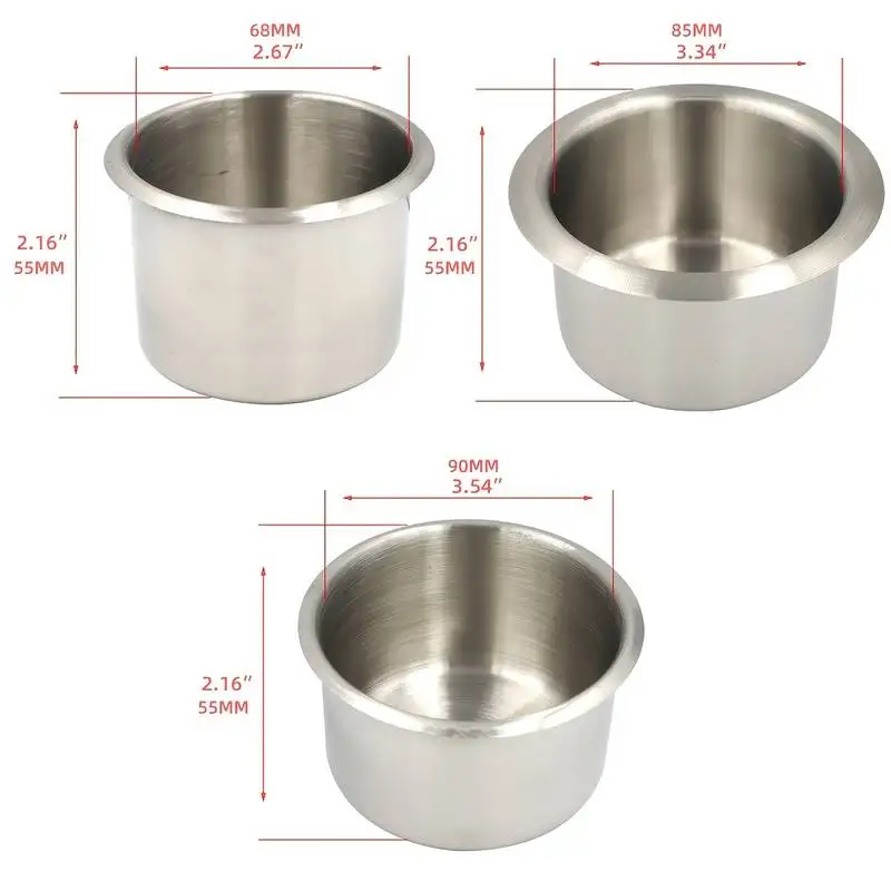 1Pc Stainless Steel Marine Boat RV Cup Water/Drink Bottle Holder Rustproof Universal 68/85/90MM Caravan Modification Cup Holder