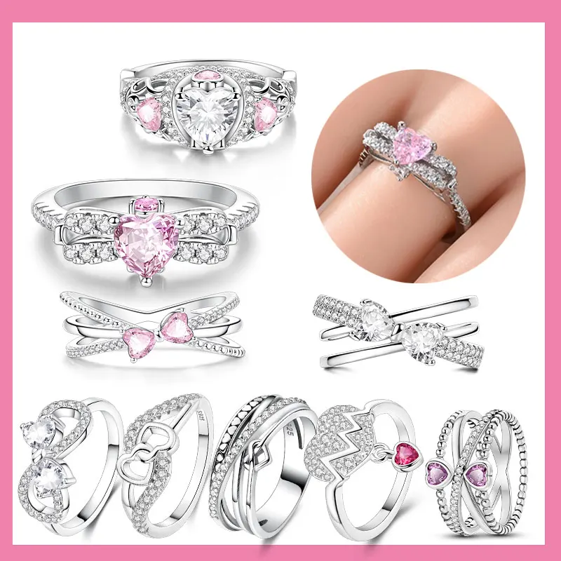 925 Sterling Silver Original Beautiful Stars and Moon Shining Sun Geometry Infinite Combination Ring Boutique Matching Gifts
