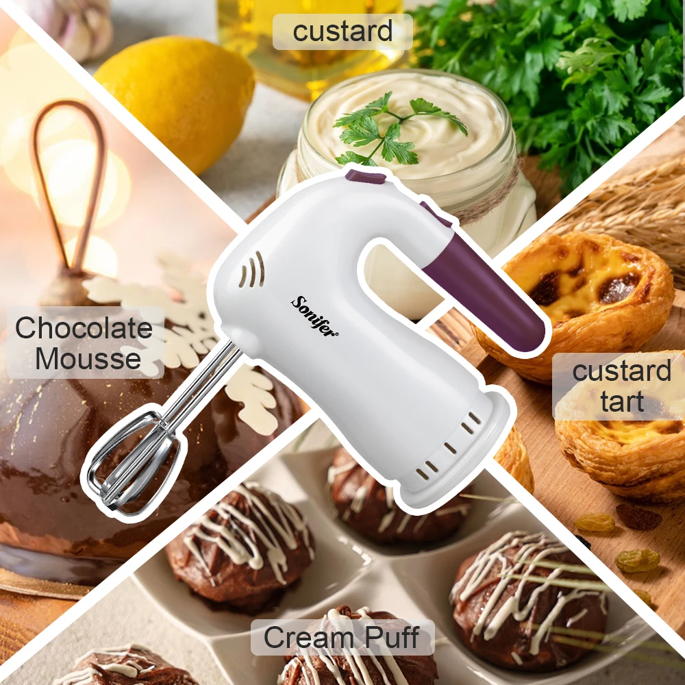 Hand Mixer, 5-Speed Multi-Function Electric Beater & Dough Mixer, 200W, for Cakes, Bread, Cookies, Cream