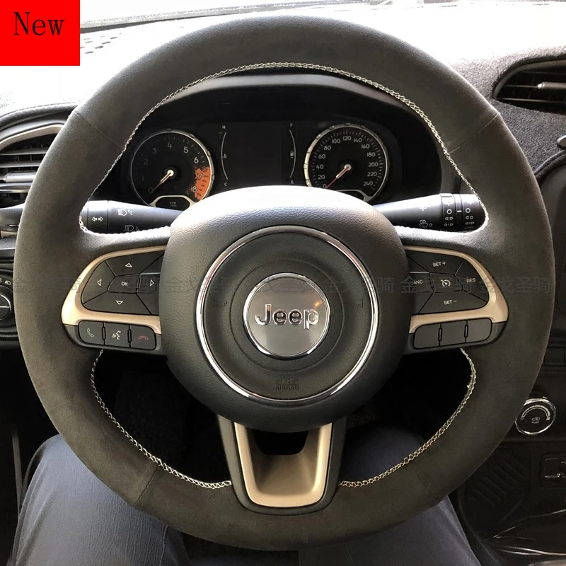 

Customized Hand-Stitched Leather Suede Car Steering Wheel Cover for Jeep Compass Cherokee Wrangler Patriot Cherokee Accessories