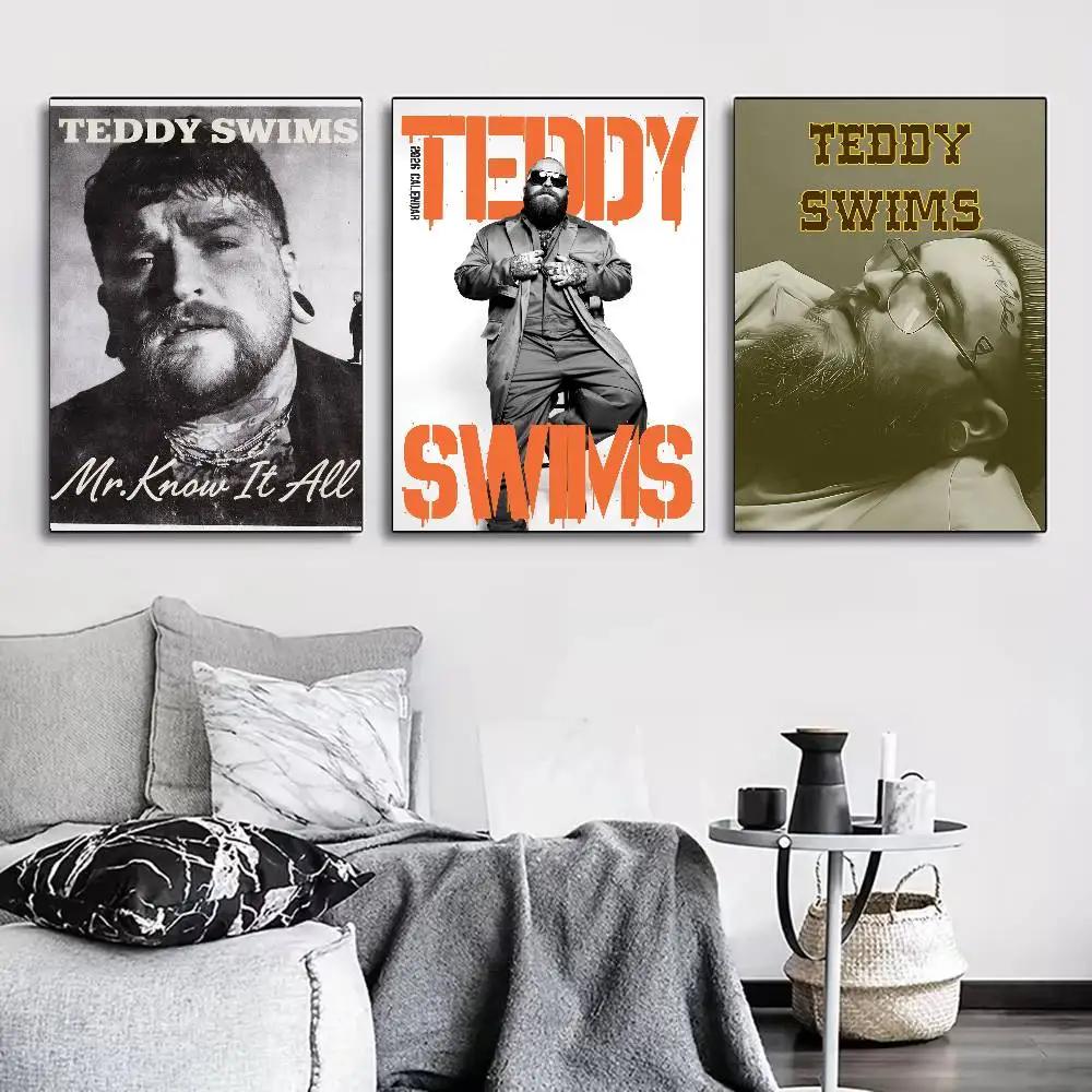 Teddy S-Swims Singer Poster for Living Room, Bedroom, Office, or Bar, Frameless, Indoor Use, Bedroom Wall Art.