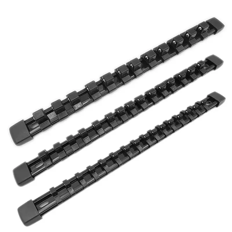 AB66-6 PCS Socket Organizer 1/2 3/8 1/4 Inch Drive Socket Rail Holders Heavy Duty Socket Racks Black