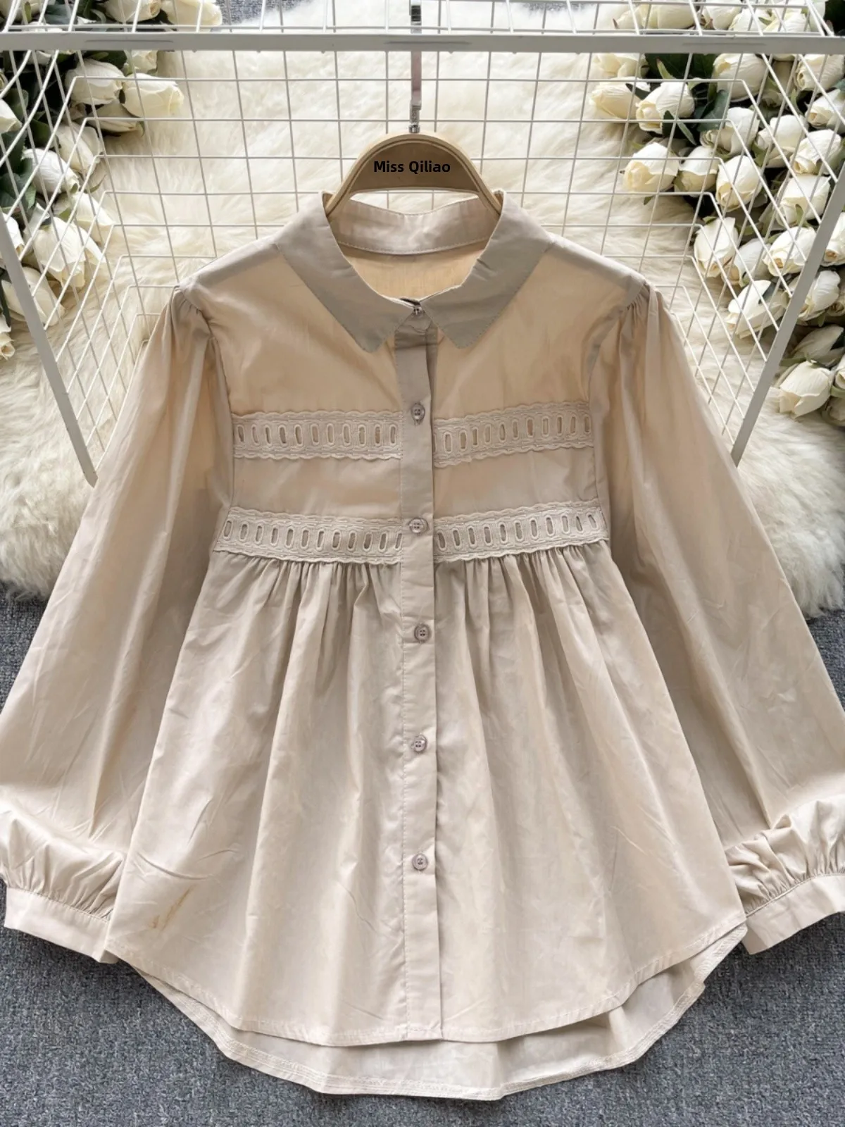 

Elegant Long Sleeve Neck Shirt Women's Loose Fit Autumn New Style Korean Version Commute Wind Design Sensation Lad...