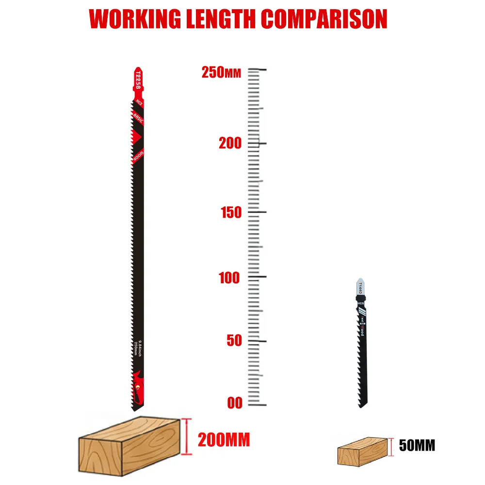 شفرات منشار طويلة للخشب، 5/10/20-Pack T225B 10 بوصة 6Tpi Sabre شفرات منشار، شفرات النجارة الاحترافية للقطع السريع #6
