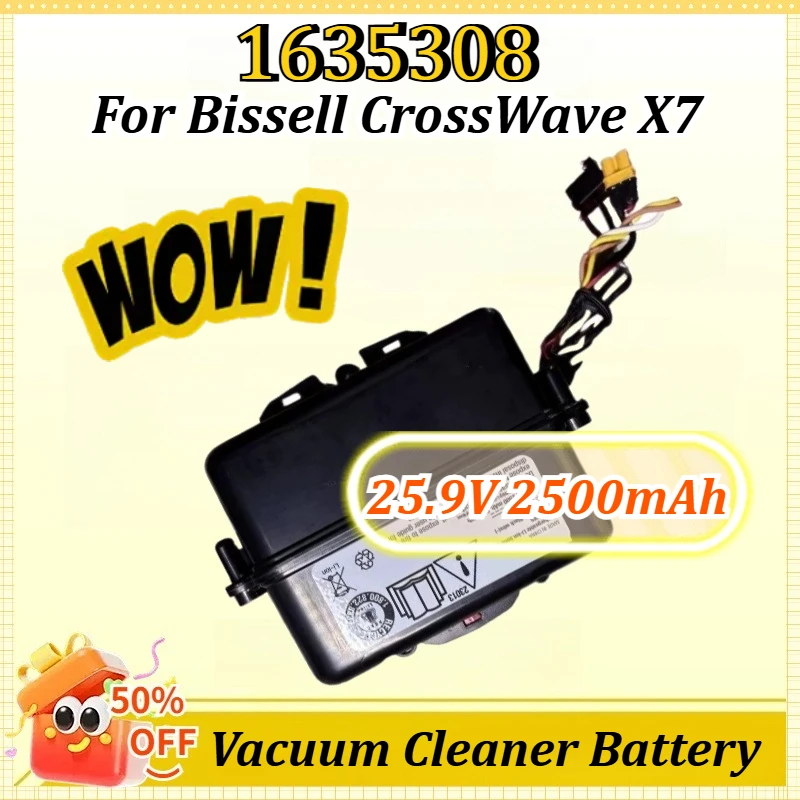 

PN1635308 1625227 Q30 Q4 25.9V 2500mAh for Bissell CrossWave X7 Series (Gen 4 & Gen 5) Cordless Wet Dry Vacuum Battery Pack