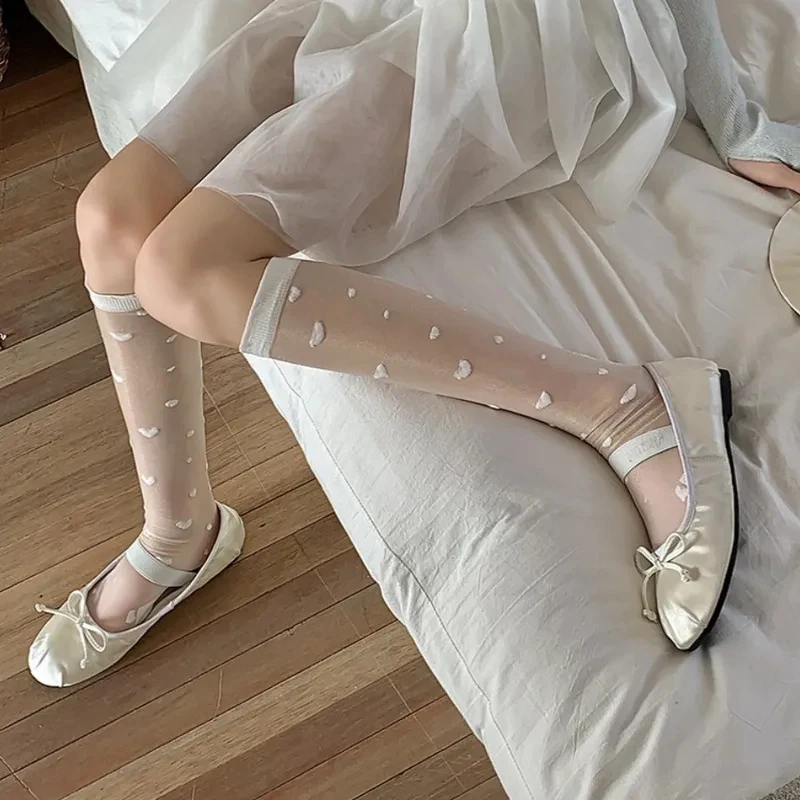 1/2/3/4pairs Calf Socks Transparent Stockings For Women, Breathable All Match Mid Tube Socks, Ultra Thin Black Silk Knee High