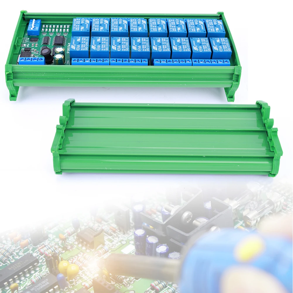16 Channel DC 12V RS485 Relay Board RS485 Relay Module for Switch Module for PLC PTZ Camera Motor LED