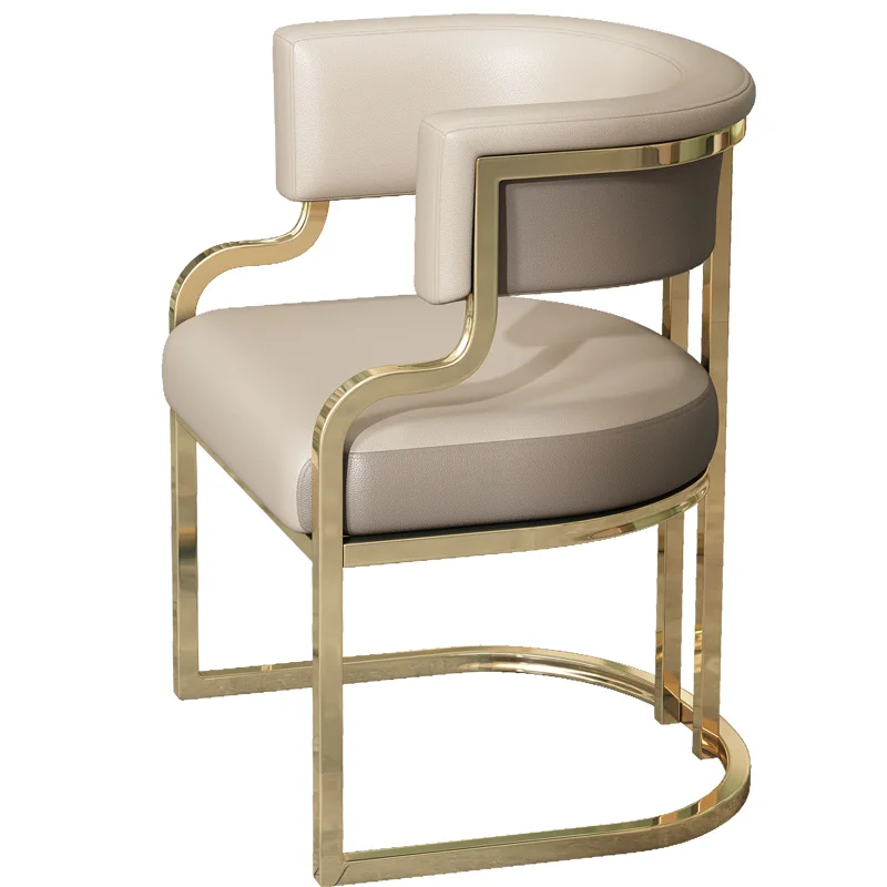 Metal pu leather dining chair light luxury high-end hotel sales office negotiation leisure tea chair table chair makeup
