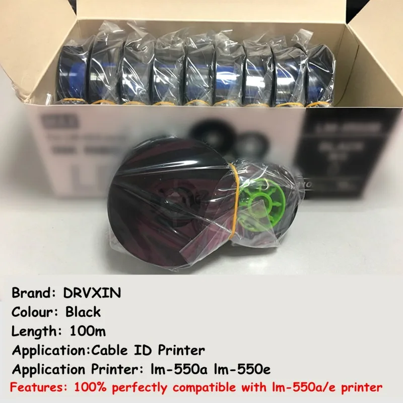 Max Tape Label Marker BZ-500BK Black Ink Ribbon Printer Ink Cartridge For LETATWIN lm-550a/e Compatible Cable ID Printer