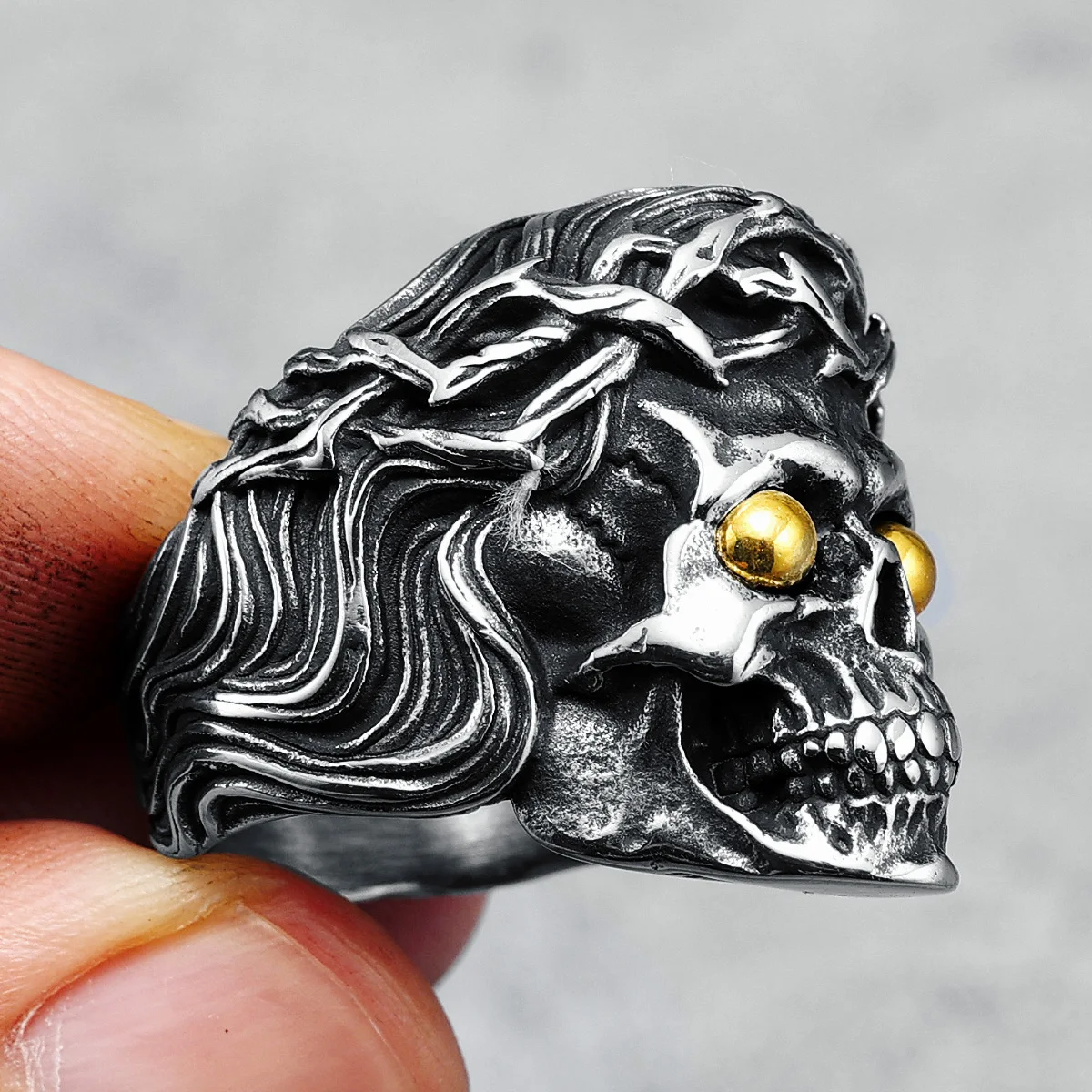 Skull Men Ring 316L Stainless Steel Skeleton Midnight Undead Rock Punk Gothic Rap for Biker Male Boyfriend Jewelry Creative Gift