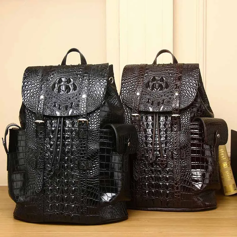 Crocodile Pattern New 2024 Men\'s Backpack Famous Brand Large Capacity Leather Backpack Versatile Trend Travel Bag Handbag