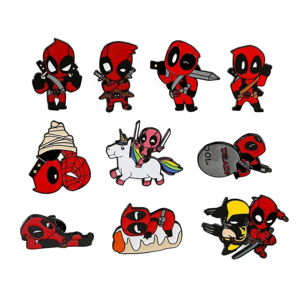 1set Deadpool & Wolverine Lapel Pin Marvel Classic Movies Brooch Cute Anime Superhero Enamel Pin Kids Jewelry Accessories Gifts