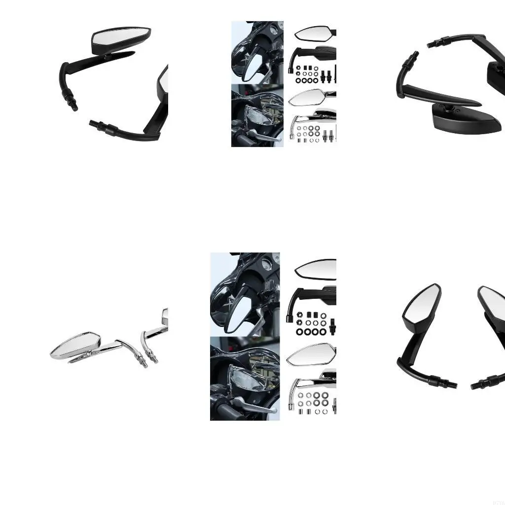 Motorcycle Side Mirror Set with Threaded Stem Mount Aluminum Build for Road Use D7YA