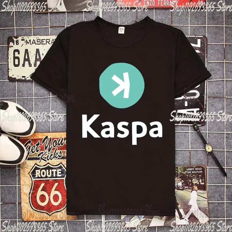 Kaspa Logo T Shirt Cryptocurrency Blockchain Geek Nerd Gift Short Sleeve Casual Unisex T-shirts