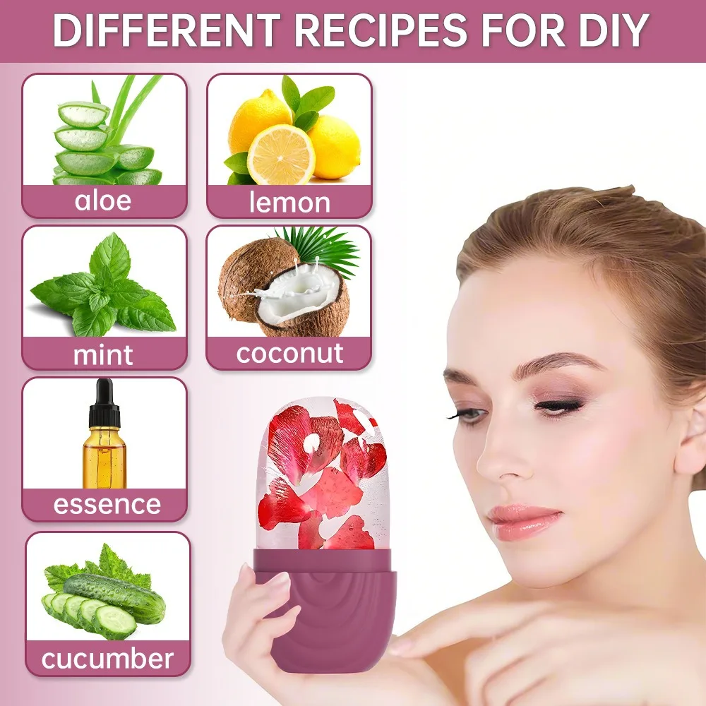 Rullo per il viso con ghiaccio in silicone, lifting di bellezza, palla di ghiaccio, massaggiatore per il viso, contorno occhi, trattamento del viso, riduce l'acne, strumento per la cura della pelle