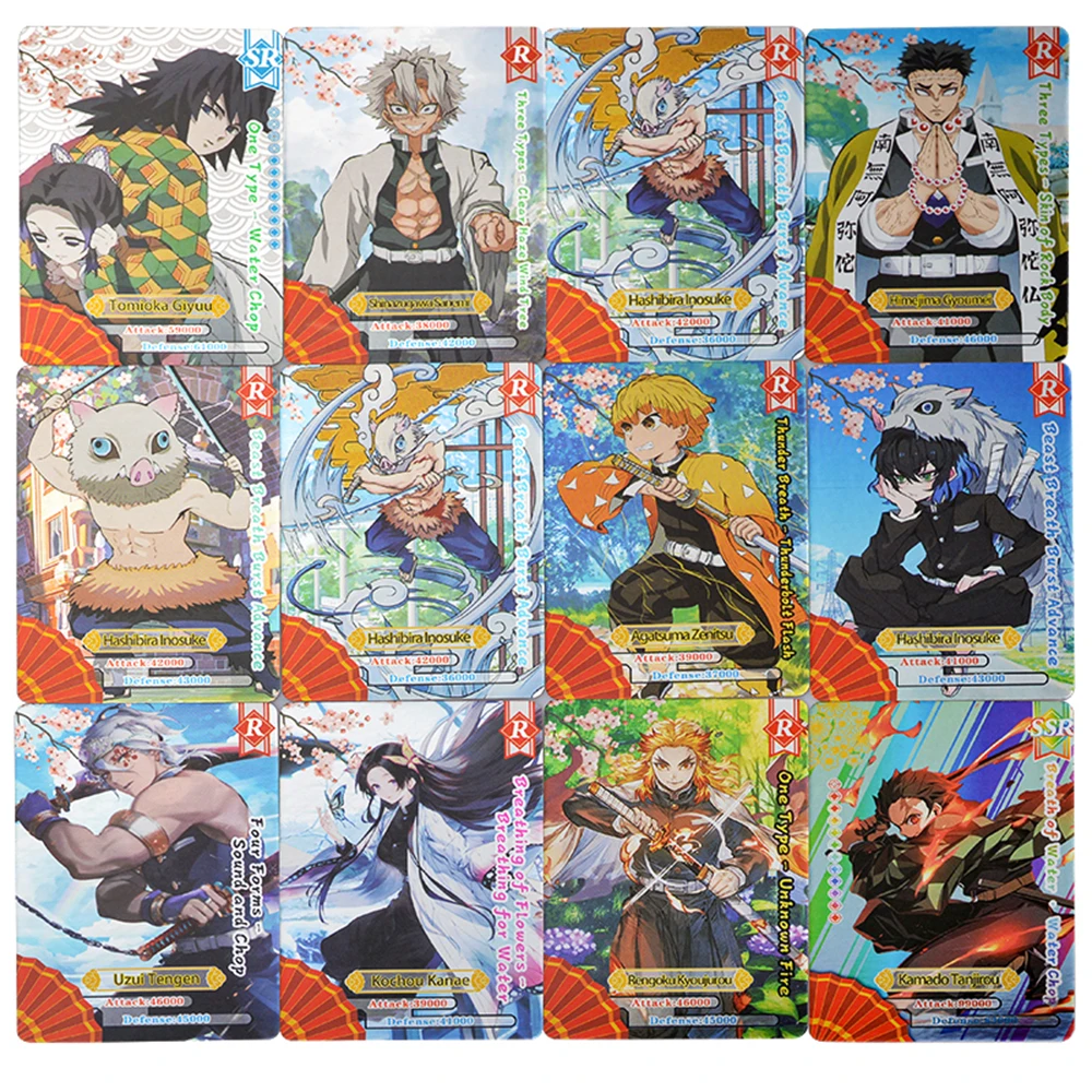 50-180PCS Flash Demon Slayer Cards Mugen Train SSP Card Ultra Rare Card Tanjirou Kamado Nezuko Character Collection Card