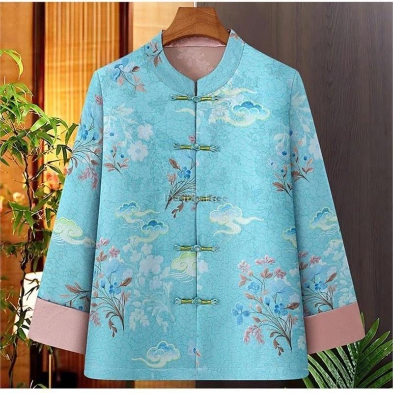 2colors women's chinese style buckle long sleeved top for female spring/autumn tang suit top coat retro ancient improved tops