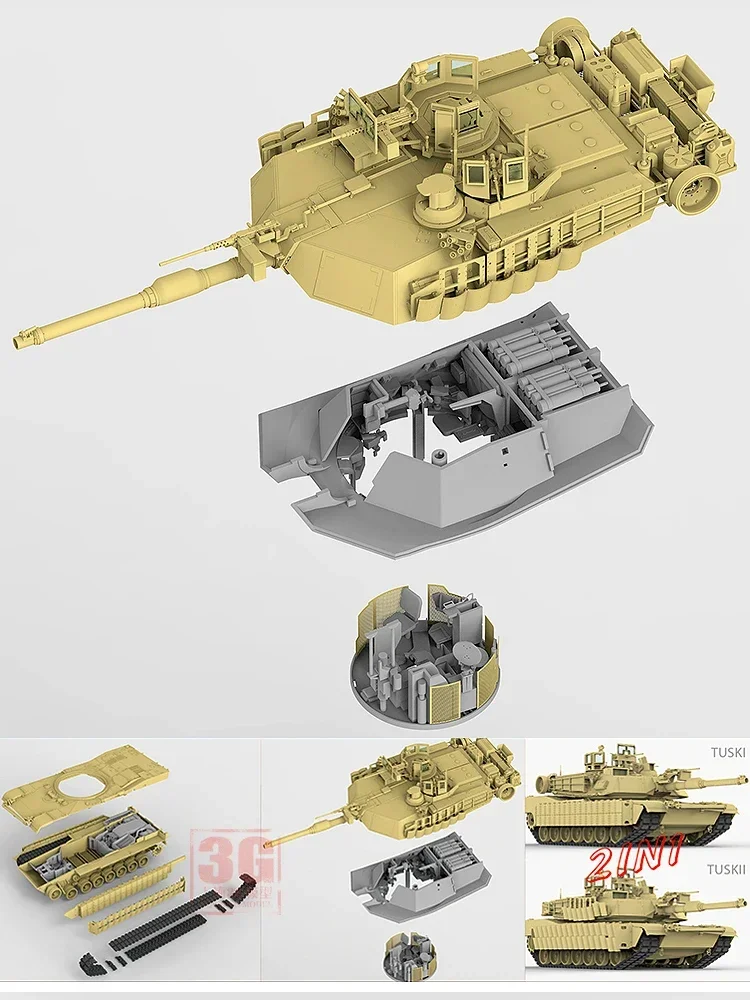 Ryefield Model Assembled Model Kit RM-5026 U.S. Main Battle Tank M1A2 SEP Abrams TUSK I /TUSK II, 2 in 1 with full interior 1/35