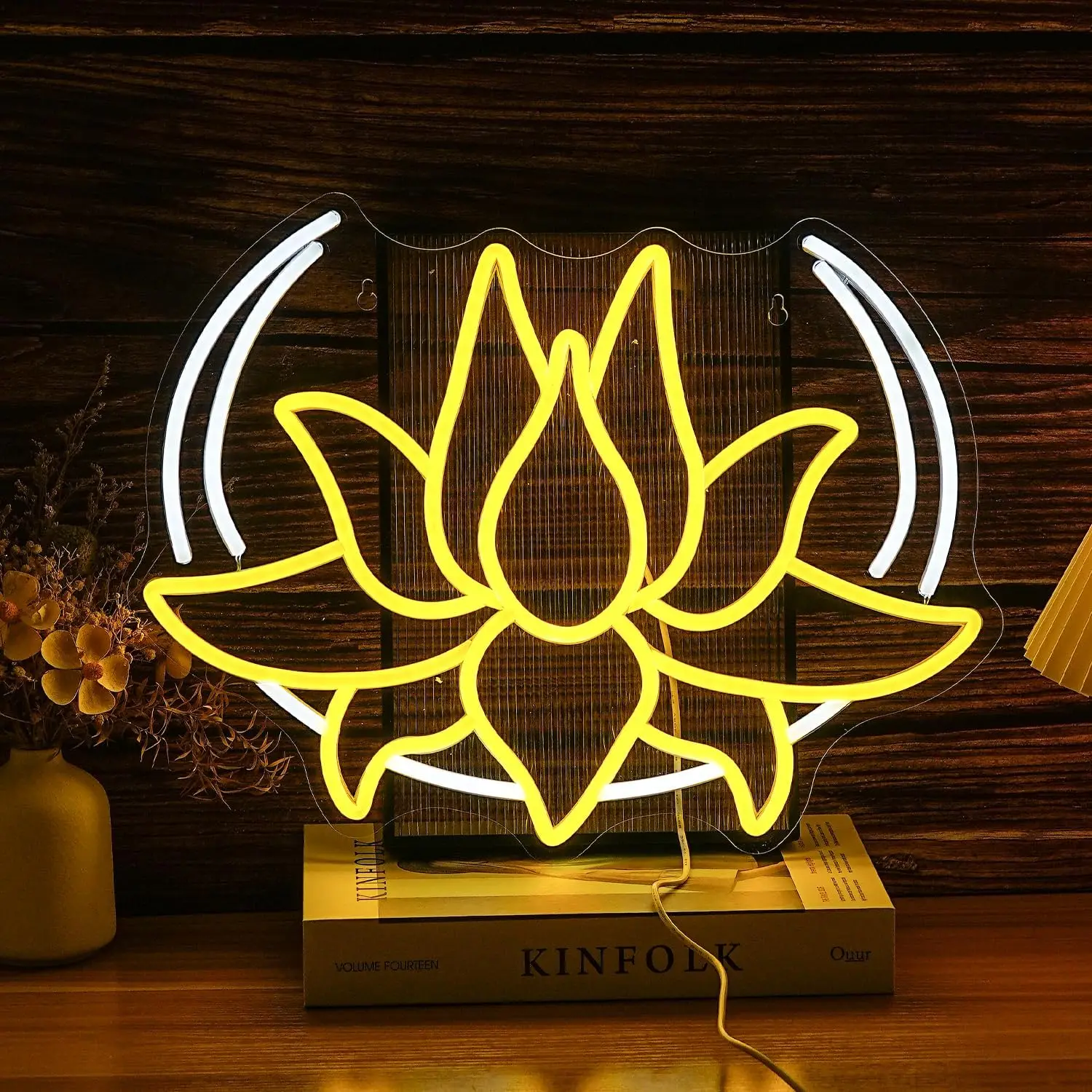 Lotus Flower LED Neon Sign USB Powered Zen Meditation Themed Neon Light Yoga Studio Spa Bedroom Boho Bohemian Spiritual Decor