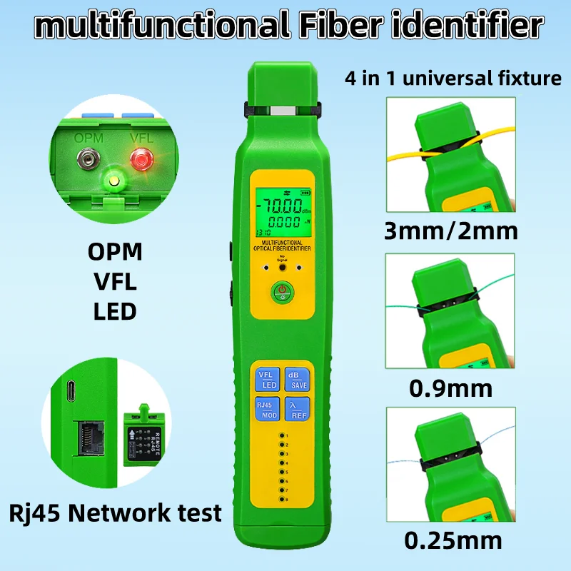 

AUA-C507/C505/507/505 Multifunctional Optical Fiber Identifier(Built in OPM/10mW VFL/LED/RJ45 Network Test) Fiber Cable Tester