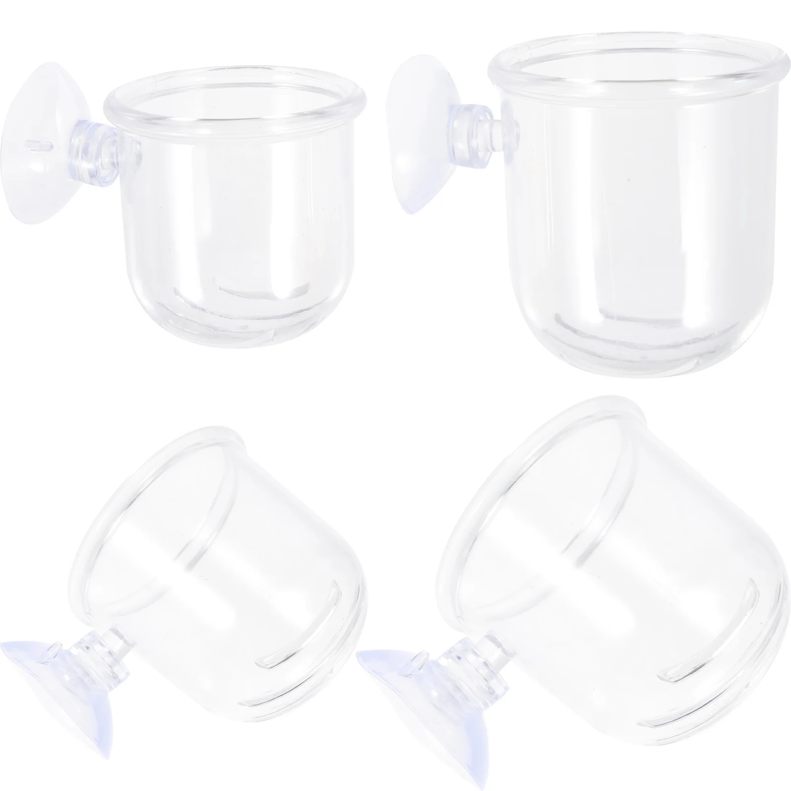 

4Pcs Glass Feeding Cups Aquarium Fish Feeder Clear Suction Cup Fish Food Holder Red Worm Shrimp Feeder Aquarium Glass Cup