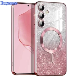 Glitter Case For Samsung Galaxy S26 S24 FE S25 Ultra S23 S22 S20 S21 Plus A17 A36 A16 Wireless Charging Magnetic TPU Soft Cover