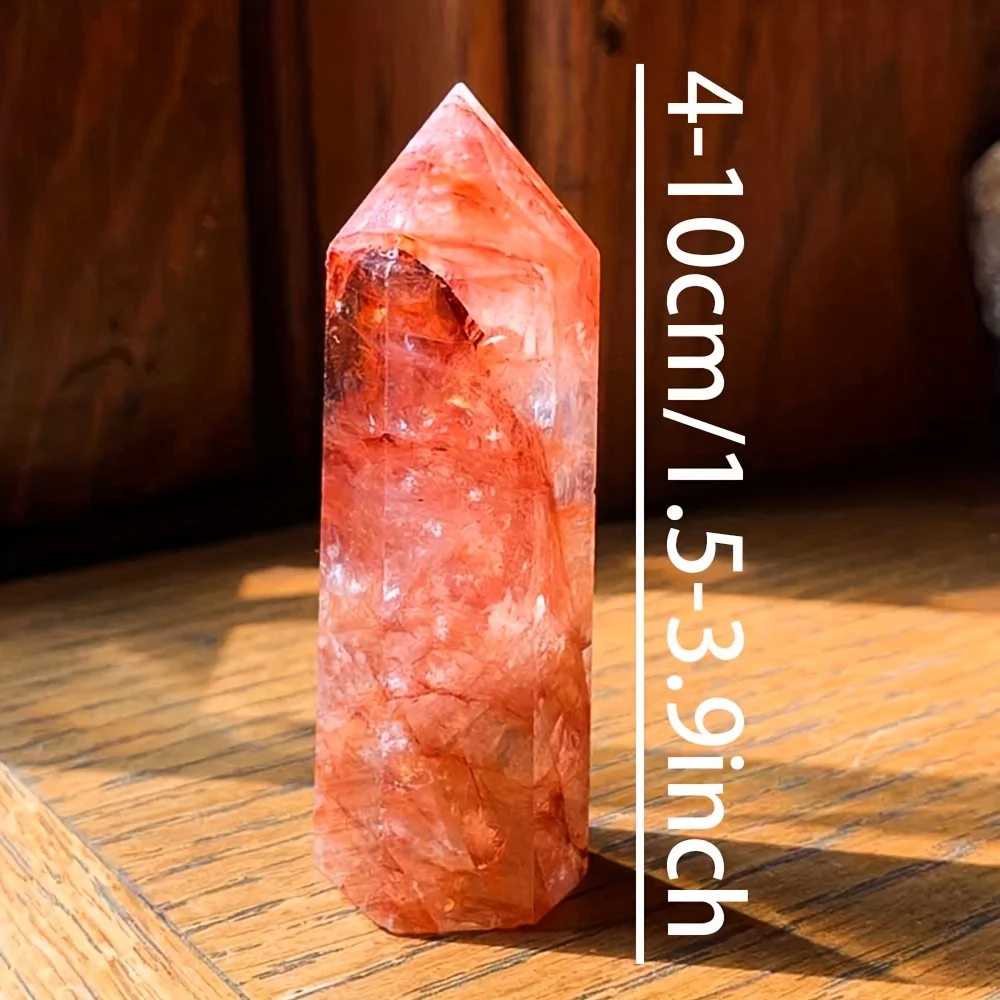 1pc Stunning Red Fire Quartz Tower | Hematoid Quartz Crystal Obelisk Wand with Beautiful Inclusions, Perfect Home Decor
