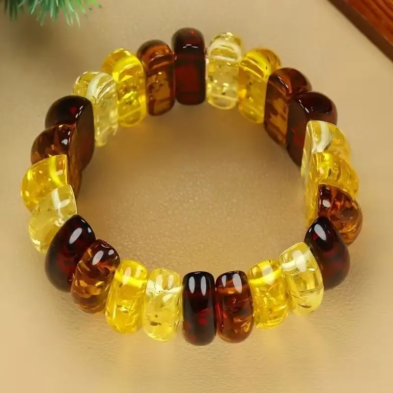 Second Generation Amber Beeswax Bracelet Multi-color Gradual Change Warm Luster Fashion Versatile Daily Wear Jewelry Crafts
