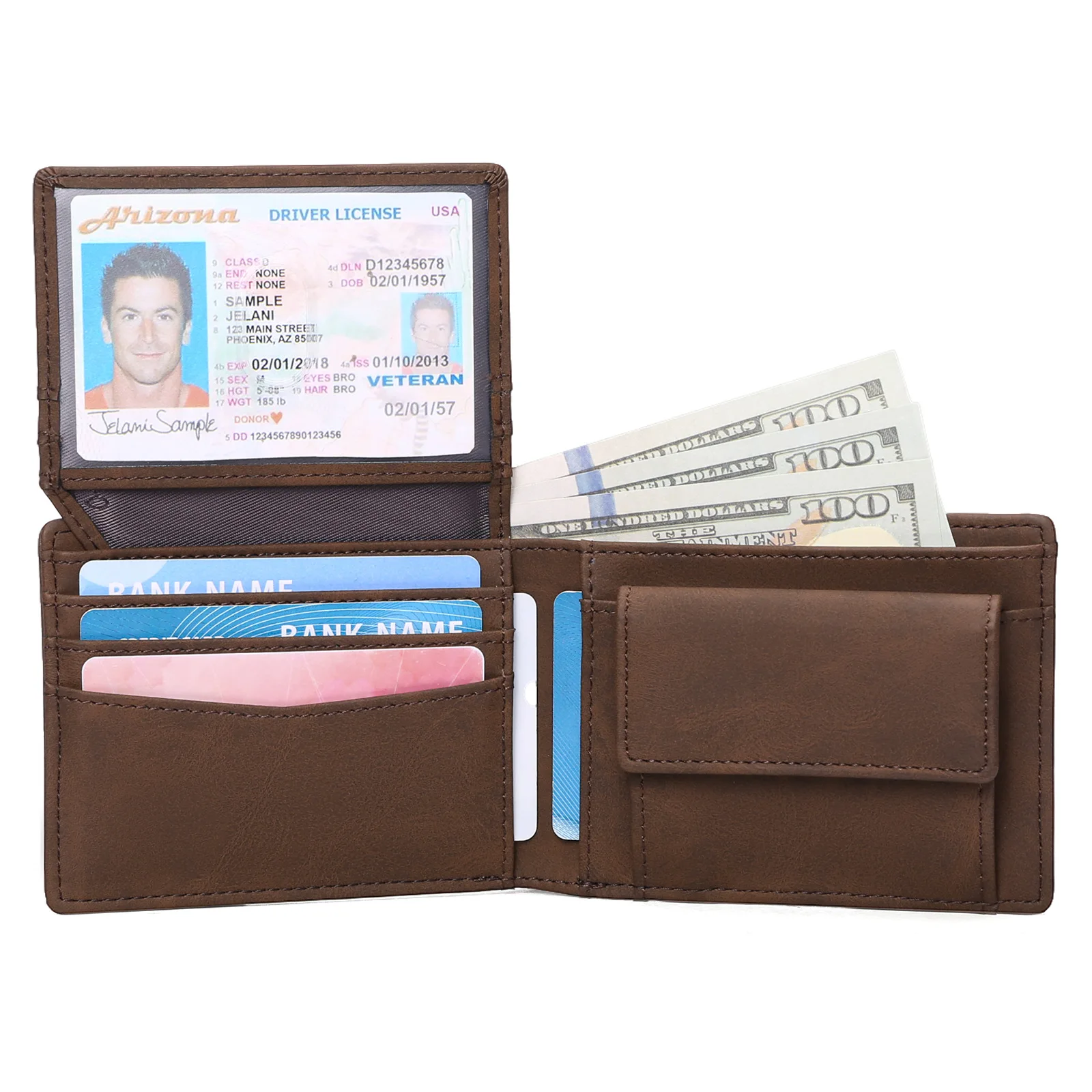 Men's Wallet with Coin Pocket Id Window