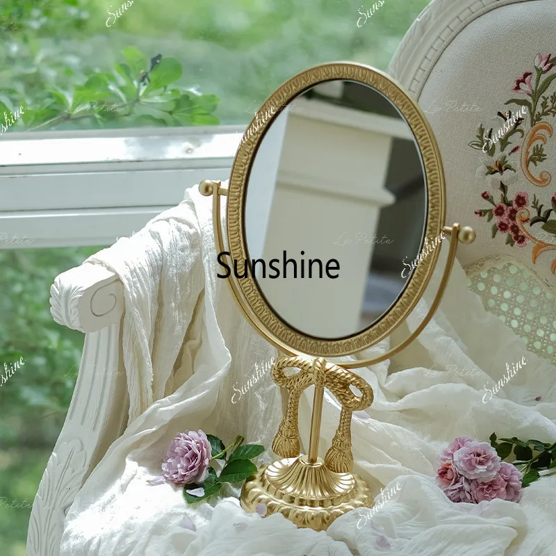 Makeup mirror desktop French, vertical rotating medieval, household