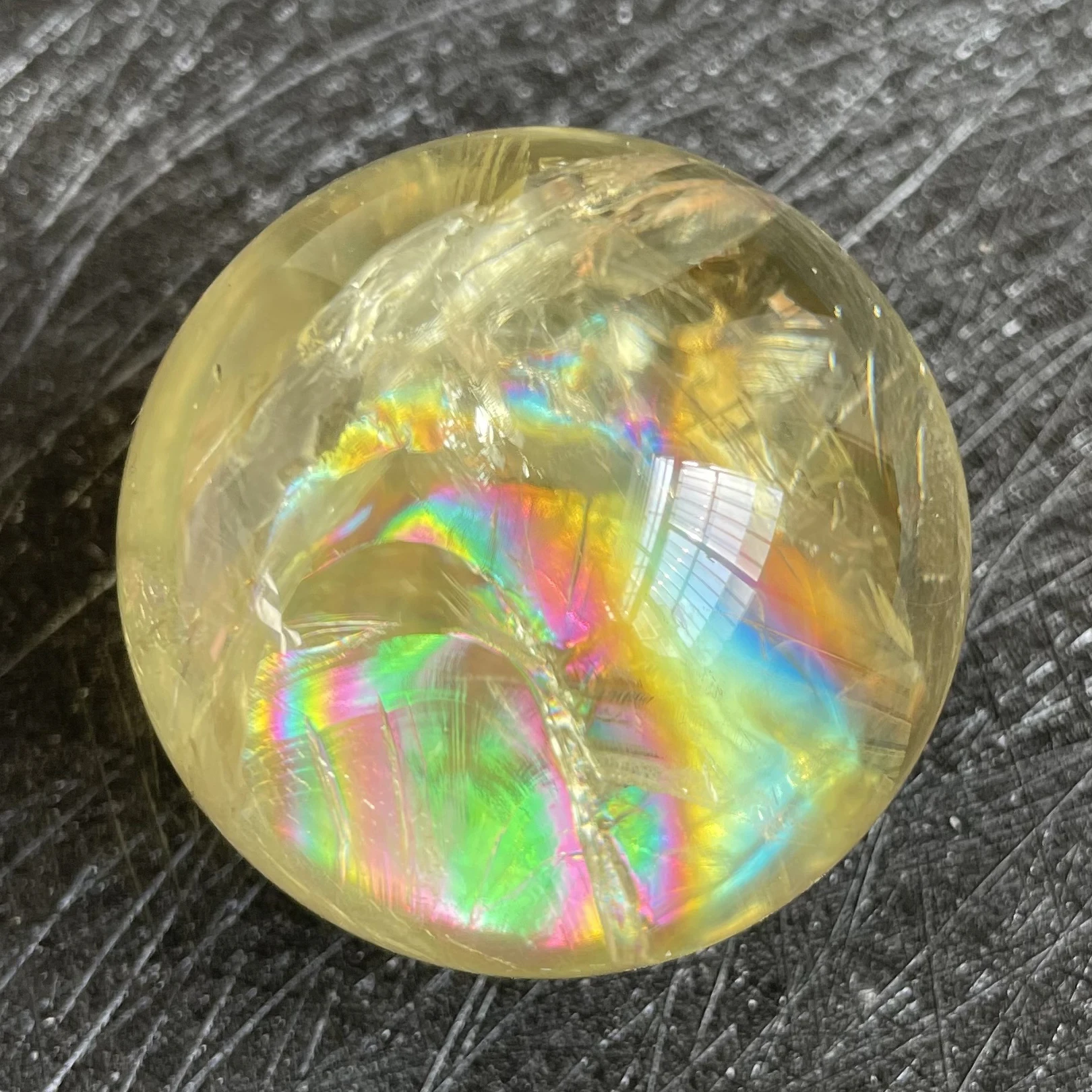 Sfera di cristallo di citrino di pietra naturale sfera di quarzo arcobaleno lucido guarigione Reiki di roccia