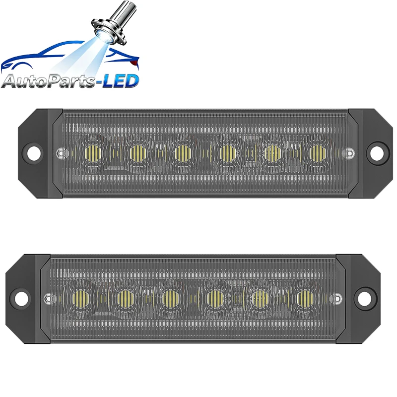 

4pcs Truck 12V/24V 6SMD LED Warning Light Bar - Amber Yellow White Red Blue Grid Headlight for Traffic Safety