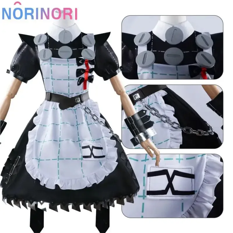 2025 لعبة جديدة Zenless منطقة صفر كورين ويكس تأثيري فستان مُصمم حسب الطلب القوطية خادمة تنورة الأخضر مزدوجة ذيل حصان الشعر سلسلة المئزر جورب