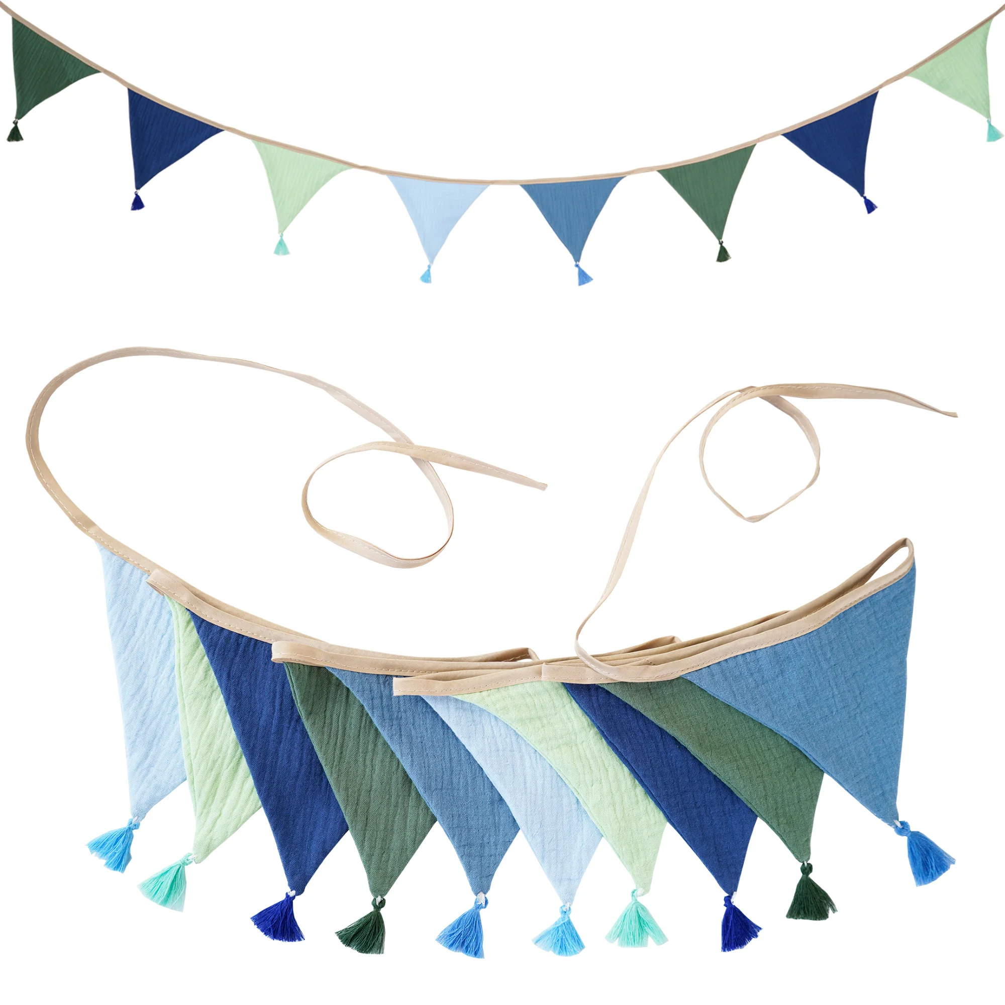 2,6 m/8,5 ft Kindergarten Süßigkeiten Stoff Wimpelkette 10 Dreieck Wimpel Flaggen mit Quasten Party Dekor Banner Baby Dusche Karneval Girlande – Detail 21